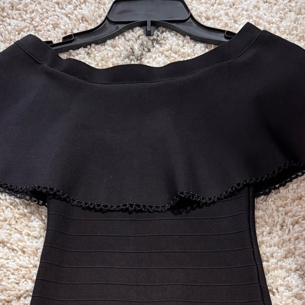 Guess by Marciano Black Off Shoulder Peplum Bodycon Dress